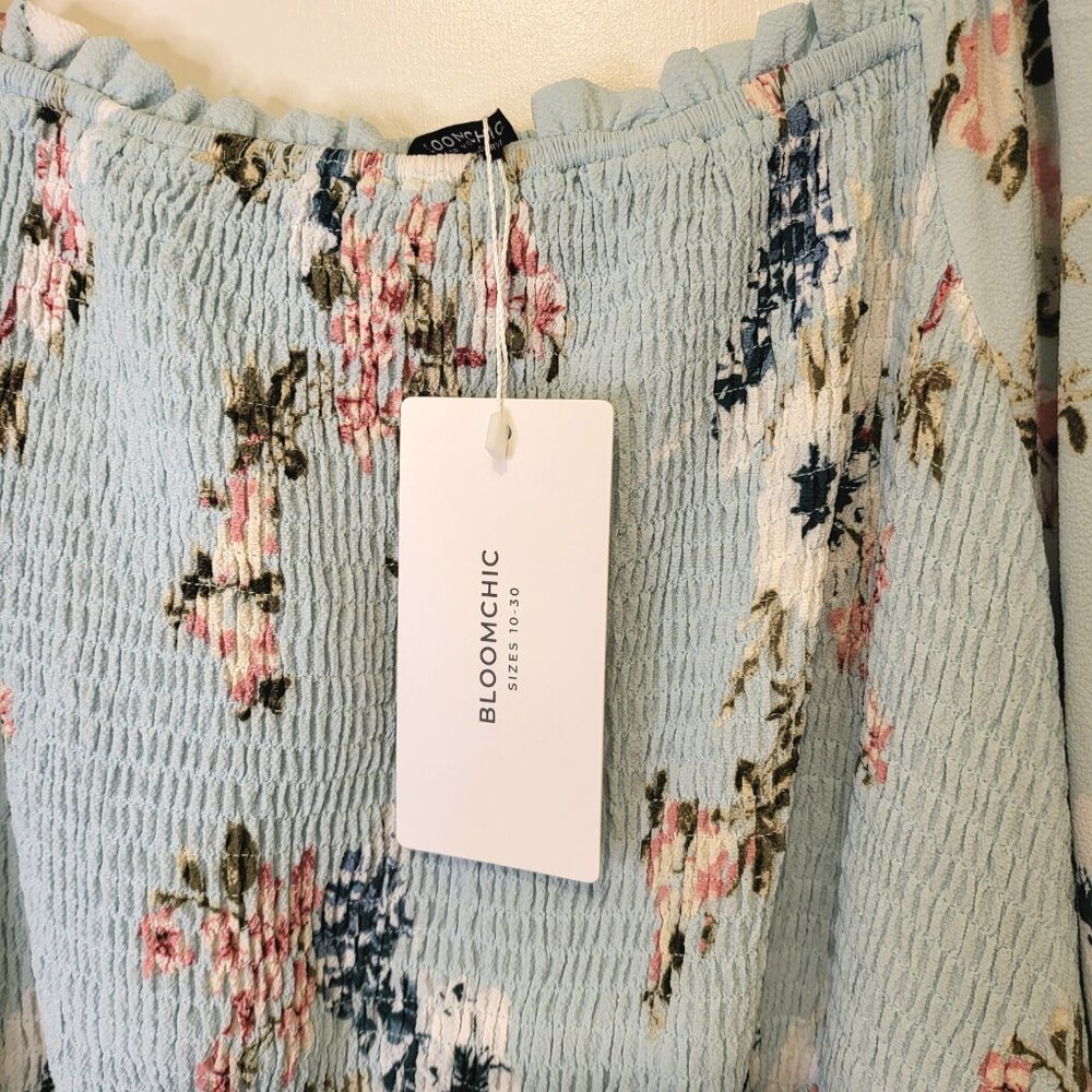 Womens Bloomchic Spring Summer Romantic Bohemian Blue Floral Maxi Dress Sz 22-24 - Picture 3 of 9